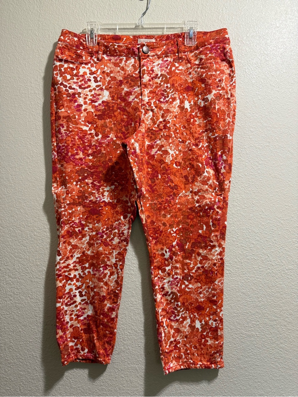 Coldwater Creek - Stretch Orange Pink Print Pants - Size 14